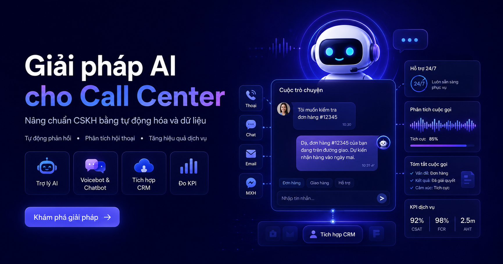 Giải pháp AI cho call center: Nâng chuẩn CSKH
